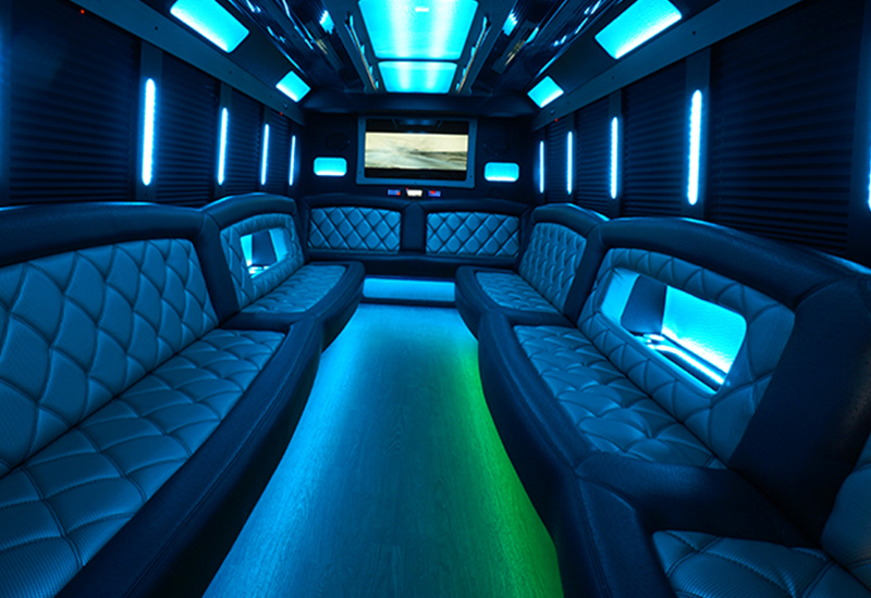 inside a limousine bus